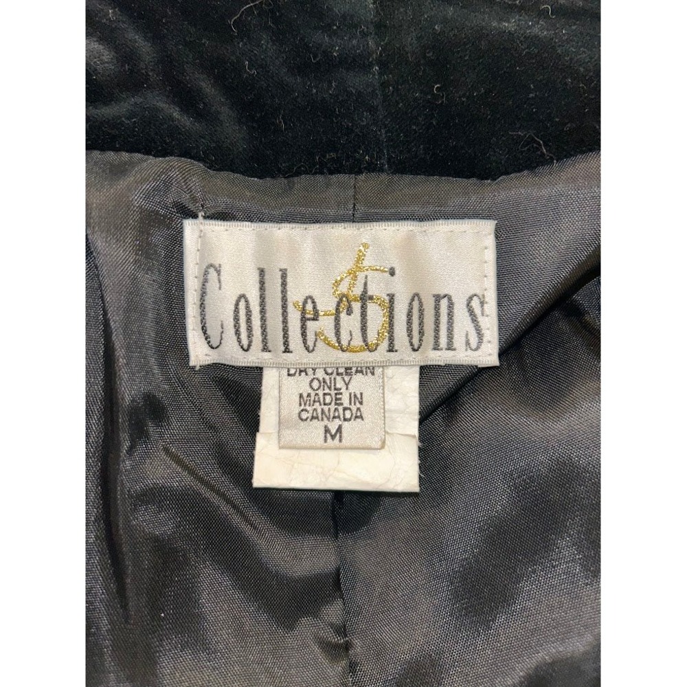 Vintage Velvet Duster Coat Black Long Shawl Collar Open Front Cuffed Lined L/XL - Picture 9 of 10
